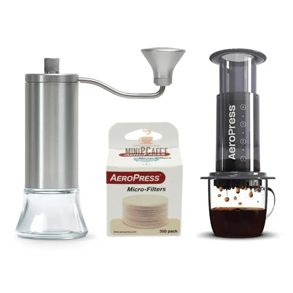 Set Penyediaan Kopi AeroPress dengan Penggiling Tangan Eureka dan Penimbang