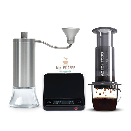 AeroPress Coffee Brewing Set with Eureka Hand Grinder and Scale - MiniPCaffe.com