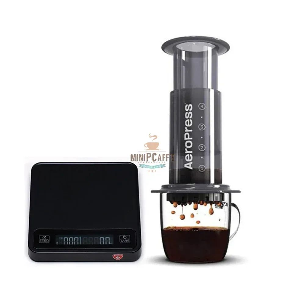 Set Penyediaan Kopi AeroPress dengan Penggiling Tangan Eureka dan Penimbang