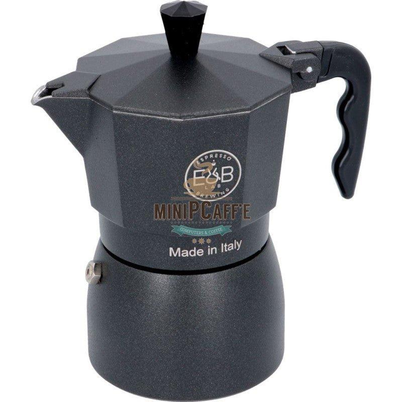 E&B LAB Classic Moka 3 Cups Stovetop Black Moka Pot - MiniPCaffe.com