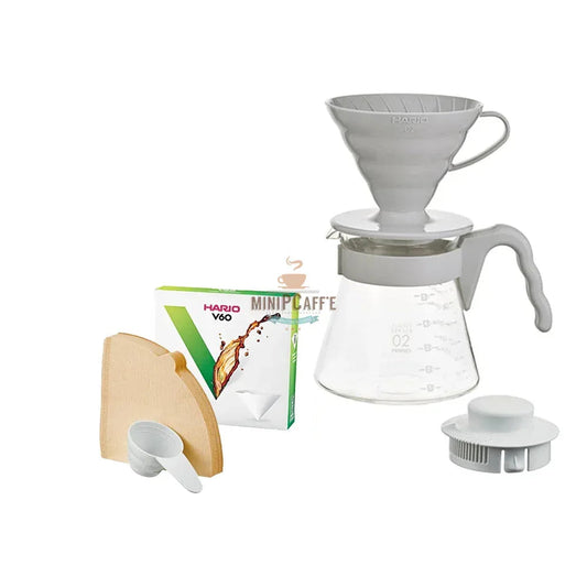 Hario V60 Starter Kit Pale Grey with Mini-Slim Plus Grinder