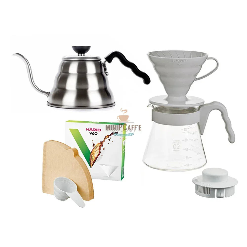 Hario V60 Starter Kit Pale Grey with Mini-Slim Plus Grinder