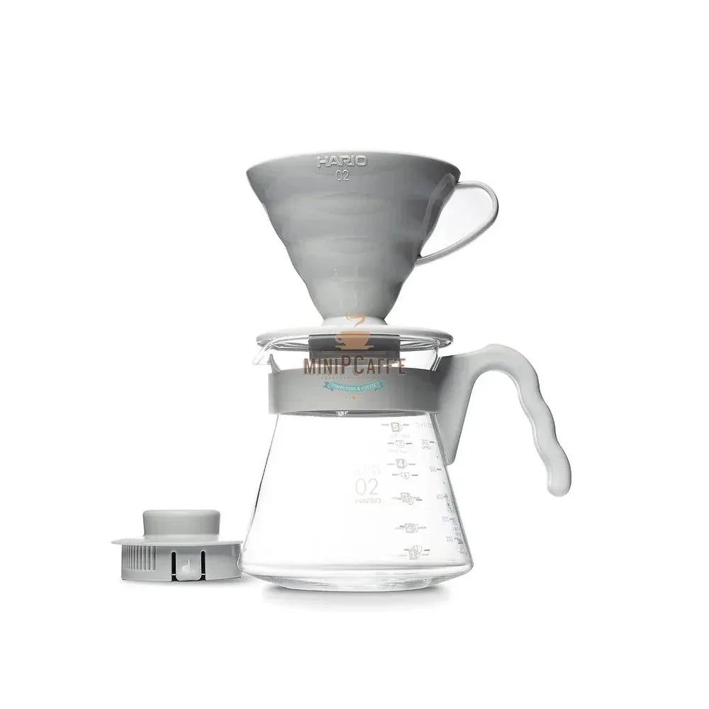 Kit Inicial Hario V60 Cinza Claro com Moedor Mini-Slim Plus