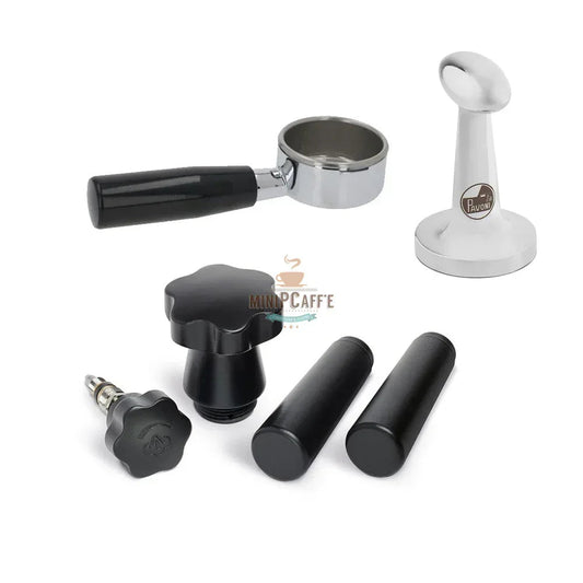 La Pavoni Black Wood Handle Set with Bottomless Portafilter and Tamper