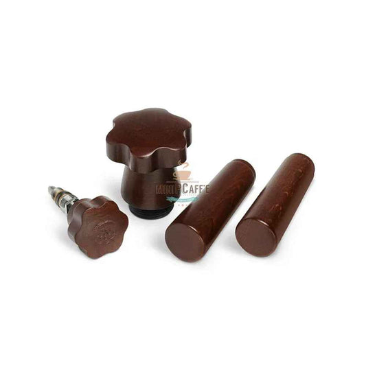 La Pavoni braunes Holzgriff-Set mit bodenlosem Siebträger und Tamper - MiniPCaffe.com