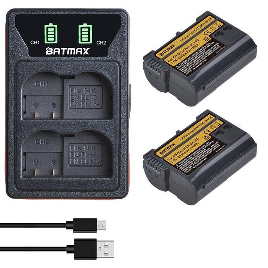 2/4 batería de la EN-EL15c y cargador USB dual para las cámaras de Nikon