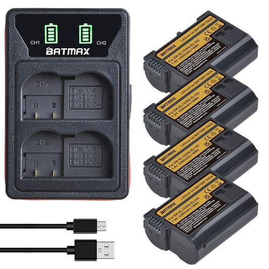 2/4 EN-EL15c Battery Pack at Dual USB Charger For Nikon Cameras