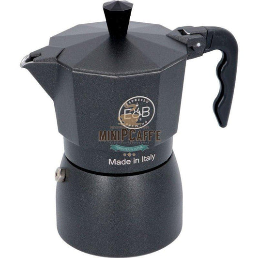 E&B LAB Classic Moka 3 Cups Stovetop Black Moka Pot - MiniPCaffe.com