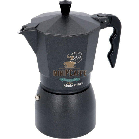 E&B LAB Classic Moka 6 Cups Stovetop Black Moka Pot - MiniPCaffe.com