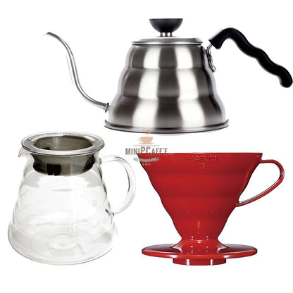 Hario V60 Pour Over Set 02 with Buono Kettle and Server - MiniPCaffe.com