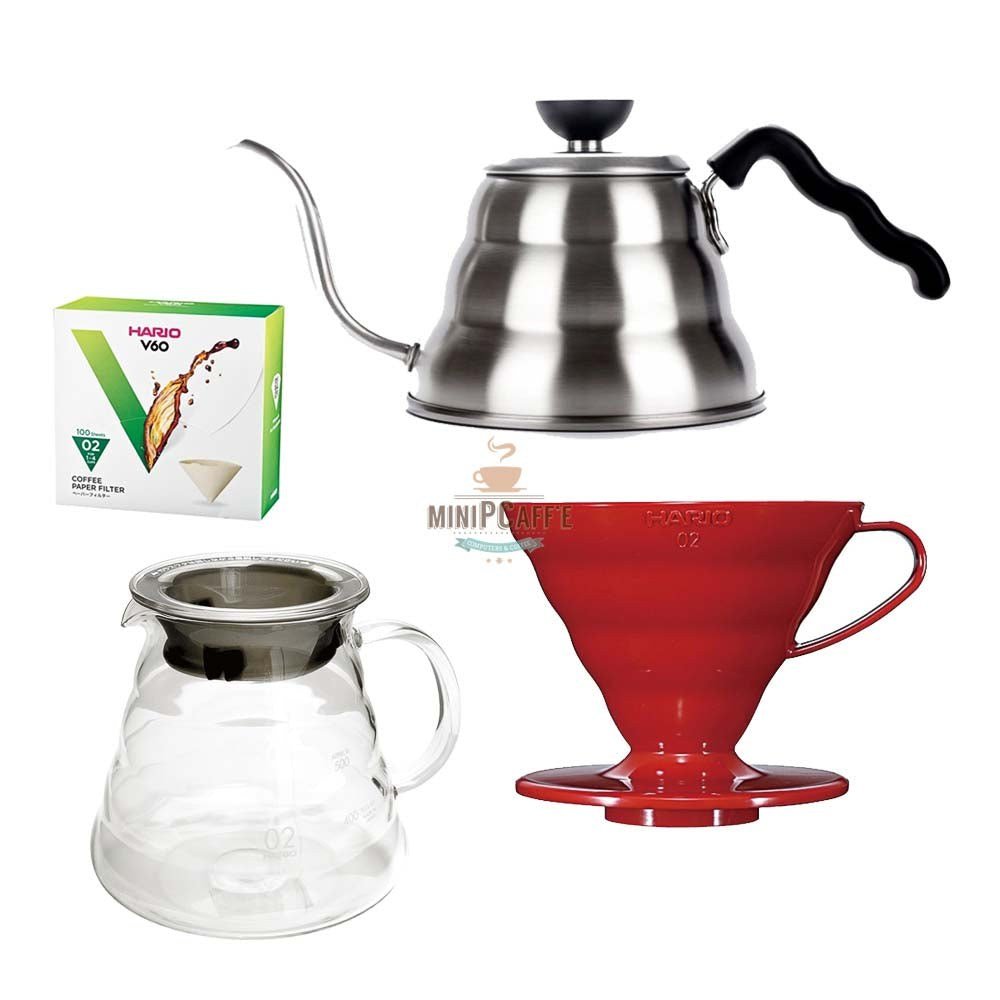 Hario V60 Pour Over Set 02 with Buono Kettle and Server - MiniPCaffe.com