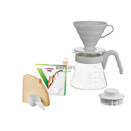 Hario V60 Starter Kit Pale Grey with Mini-Slim Plus Grinder - MiniPCaffe.com