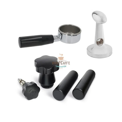La Pavoni Black Wood Handle Set with Bottomless Portafilter and Tamper - MiniPCaffe.com