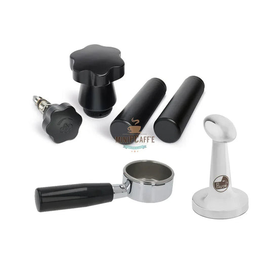 La Pavoni Black Wood Handle Set with Bottomless Portafilter and Tamper - MiniPCaffe.com