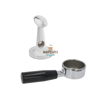 La Pavoni Brown Wood Handle Set with Bottomless Portafilter and Tamper - MiniPCaffe.com