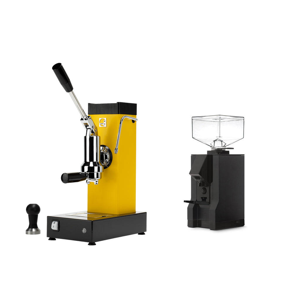 Pontevecchio Export Yellow Espresso Machine and Eureka Manuale - MiniPCaffe.com