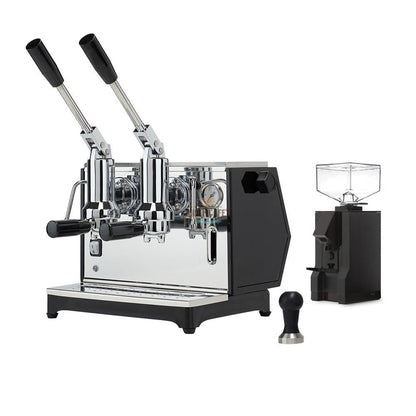 Pontevecchio Lusso 2 Groups Black Espresso Machine and Eureka Manuale - MiniPCaffe.com