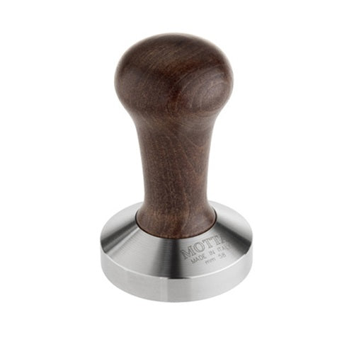 Motta Tamper with Brown Wooden Handle - Flat Base